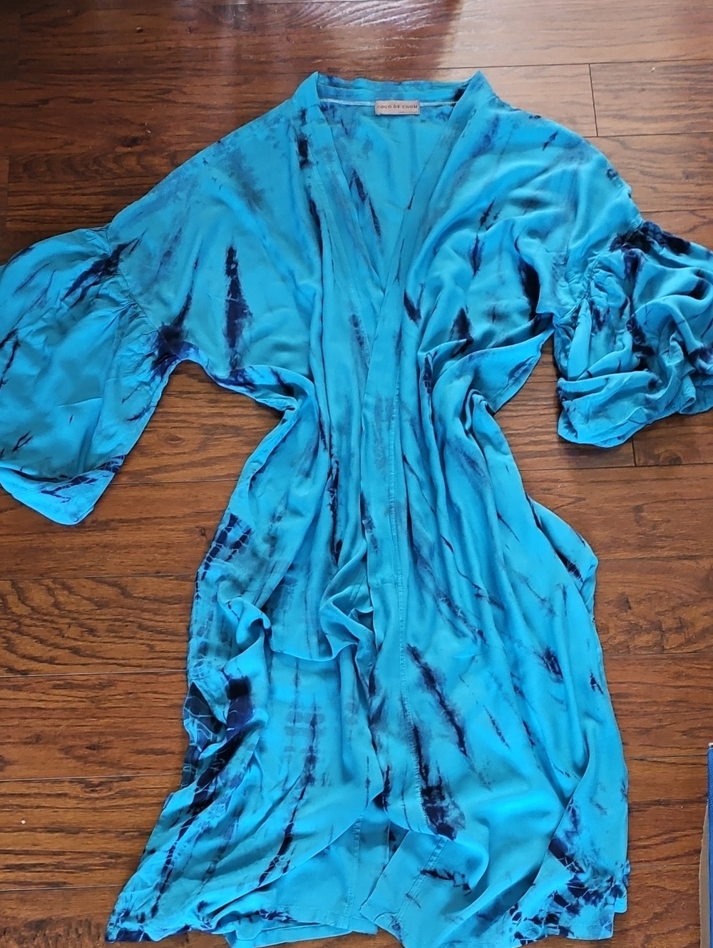Coco De Chom Rayon Blue Tie Dye Robe Missing Belt
